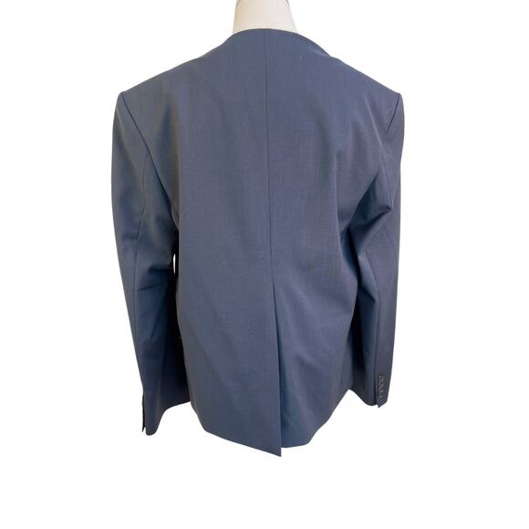 Low Classic Curved Neck Blazer Navy Blue - Picture 11 of 13